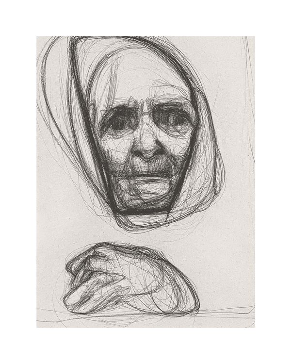 "143. Розгубленість, 2022 / Confusion, 2022 папір, вугілля / paper, charcoal 60 x 42 см."